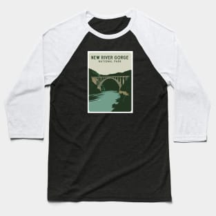 New River Gorge National Park Retro Travel Poster Baseball T-Shirt